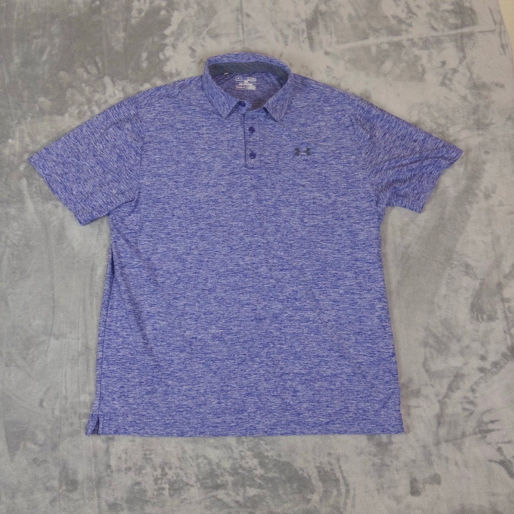 Under Armour Polo Shirt Mens XL Blue HeatGear Space Dye Heather Golf Activewear